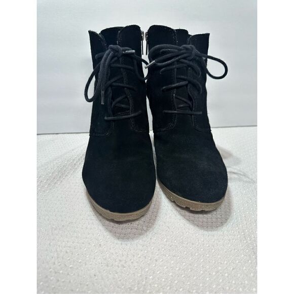 Mia black suede wedge heeled booties size 11 - Picture 2 of 10